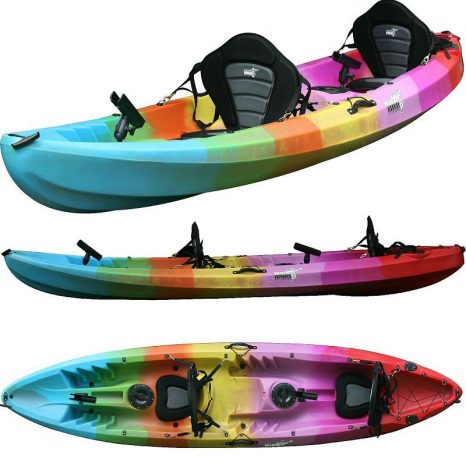 Sit On Top KAYAK DOUBLE 2+1 Family River Sea Fishing Touring Tandem RAINBOW  