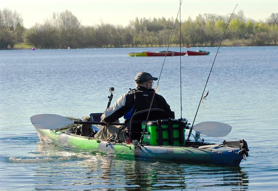 Fishing kayaks with paddles